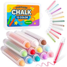 C10-12 Justred Dustless Chalk For Kids Indoor Chalkboard 12 Colors Washable Sidewalk