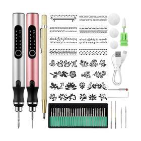 Wo-230224-m Jutom 2 Pcs Usb Rechargeable Engraving Pen With Bits Cordless Machi... Fast Ship