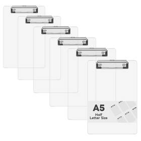 802520-a5-6pcs-clear Juvealoe 6 X 9 Small Clipboard Set Of A5 Plastic Mini Clear Clip Boards With Low Pr