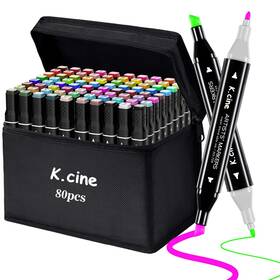 B0dsftw6zd K.cine 80 Colors Alcohol Markers Dual Tip Art Set For Adult Coloring Books
