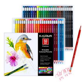 B0dm7gbkhm Kalour 50 Erasable Colored Pencils Set - Easy Erase Vibrant And Smooth