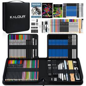 Ka-dpk083-ny Kalour 82 Pack Drawing Sketching Kit Pro Art Supplies With Sketchbook Inclu