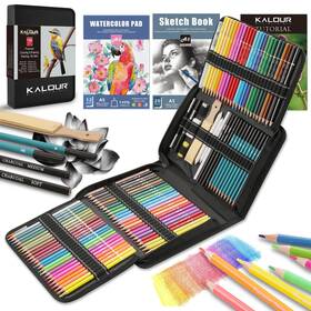 Ka-dps106-ny Kalour 106 Coloring Sketching Kit Set - Art Supplies With Sketchbook And Waterc