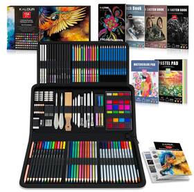 Ka-dps154 Kalour 154pcs Artists Art Supplies - Drawing Kit With 6 Sketchbook Tutorial C