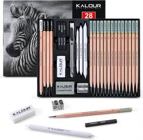 Kalour Ka-spk028 28pc Sketching Pencil Set 14b 5h Graphite And Charcoal Art Kit