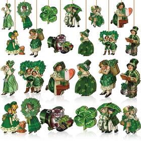 Lon-karenhi-419 Karenhi 24 Pcs Easter Wooden Hanging Ornaments Vintage Egg Cutouts Decoration Classic