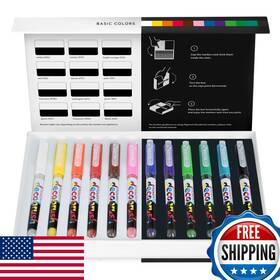 B096zy4mx3 Karin Pigment Decobrush Acrylic Paint Markers 12 Basic Colors Collection Brush