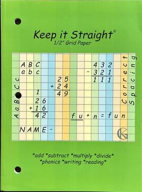 Keep It Straight 720665204383 Grid Paper 3 Hole Punch Colored Notebook Pad Adhd School Supp