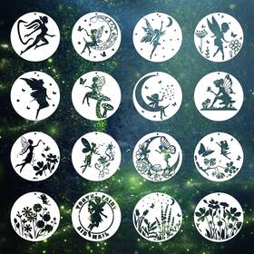 B0100143 Keluna Fairy Stencils For Crafts - 16 Pcs Templates Painting Sc