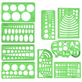 4361 Kesaplan 9 Pcs Drawing Templates Plastic Rulers Multi-function Measuring Rule