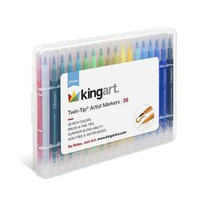 422-36 Kingart Dual Tip Brush Markers Art Pen Set Artist Fine And
