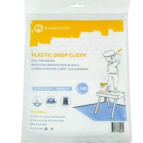 Kingplast 639510795955 Plastic Drop Cloth For Painting 9 X 12ft 1mil Clear Painters Sheet Wat