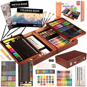 W150 Kinspory 168-pack Art Supplies Deluxe Wooden Set Crafts Drawing Painting