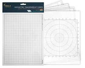 Koala Tools 711583543647 Geometric Grid Transparency Sheets Variety Pack Of 4 - 8.5 Inch X 11 Overhead
