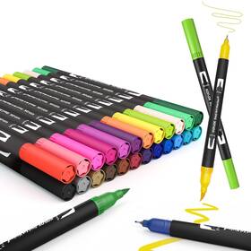 Scb-001 Koilox Dual Tip Brush Pen Watercolor Set 24 Color Double Ended Painting
