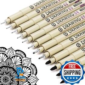 B0bndn87nx Kousicoo Muchcute Micro Fineliner Drawing Art Pens 12 Black Fine Line Waterproof Ink Set