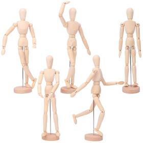 Kukmakri 729767455938 5 Pack Posable Art Figure Model - 12 Inch Wooden Mannequin Natural