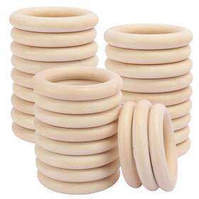 Kukmakri 748743242492 30 Pack Unfinished Wooden Rings Natural 4 Inch Wood Craft For Diy