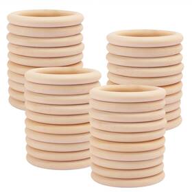 Kukmakri 748743242508 40 Pack Unfinished Wooden Rings Natural 3.1 Inch Wood Craft For Diy Cra