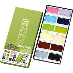 Mc20 Kuretake Mc20/12v/nw Gansai Tambi Watercolor Paint Set 12 Colors - Nuance Color Prof