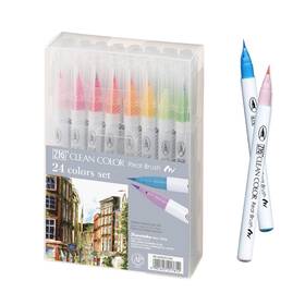 Rb-6000at Kuretake Rb-6000at/24v Zig Clean Color Real Brush 24 Colors Set Tip Marker... Fast Ship