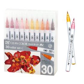 Rb-6000at Kuretake Rb-6000at/30vc Zig Clean Color Real Brush 30 Colors Set C Flexible Tips Wa