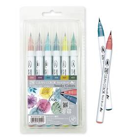 Rb-6000at Kuretake Rb-6000at/6vf Zig Clean Color Real Brush 6 Colors Set Smoky Smo... Fast Ship