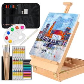B088d58vhw Kuyal 45-piece Art Kit Wooden Paint Set Drawing Painting And Crafts With Box Ease