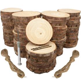 Ml50 Kxexk 770346054936 Unfinished Natural Wood Slices - 3.2-4 Inch Circles 50 Pcs For Crafts