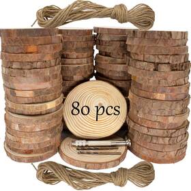 Ml80 Kxexk 785315430376 Unfinished Natural Wooden Slices 80 Pcs 3.2-4 Inch Wood Circles For Crafts Di