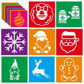 B0f59xr8dz La Queenie 24 Christmas Stencils Reusable Drawing Chalk Templates For Painting Decor