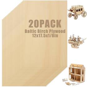 Laniakea 696629990794 20 Pieces Plywood Sheets 8x12x1/16 Inch Rectangle Unfinished Basswoo