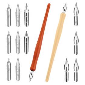 Mvrhdi7i Larrel 665809 1 14 Pcs Dip Pen Set Wooden Calligraphy Drawing With 12 Replacement
