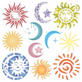Fc1945m Lassos Boutique Stencils For Walls Suns Moons Stencil 8.5 X Inch M - Layering Moon Su