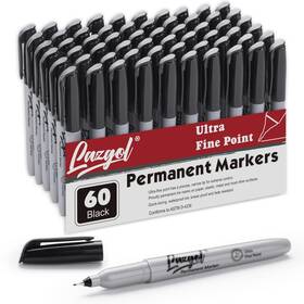 Lpm060u Lazgol Permanent Markers Bulk Ultra Fine Point 60 Pack Black 0.4 Mm Mark