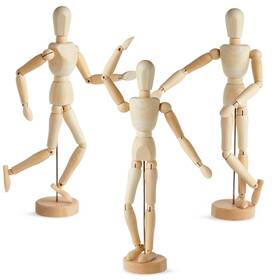 12021705 Le Juvo 3 Pack Posable Art Figure Model Flexible Wooden Drawing Mannequin For Artist