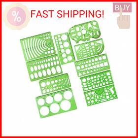 Lemimo 721352484590 10 Pieces Green Plastic Drawings Templates Measuring Geometric Rulers