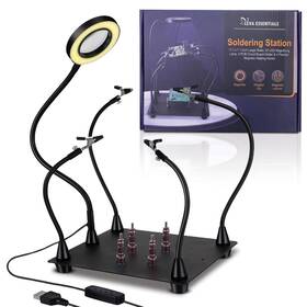 Lv111 Leva Essentials Helping Hands Soldering Station With 3x Magnifying Lamp And Led Light Thir