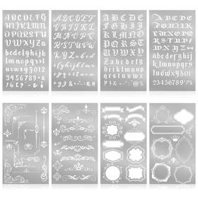 Ob-220427-g Lewtemi 8 Pcs 4 X 7 Inch Metal Letter Number Stencils Stainless Steel A