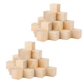 Lexinin 758226733447 60 Pcs 2 Inch Small Wooden Cubes Unfinished Wood Blocks Blank Squar