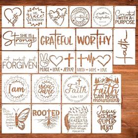 St-01 Lglrtd 21pcs Stencils For Painting Christian Crafts Reusable Motivation