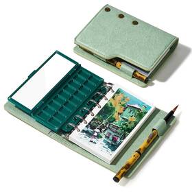 B2000121 Lightwish Portable Watercolor Sketchbook Set - 100% Cotton 5.1x3.0 Inch Hot Press 20 Sh
