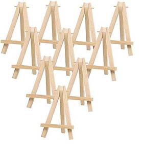 Linalife 673257105578 10 Pack Mini Wood Display Easel 5 Inch Wooden Artist Triangle Cards S