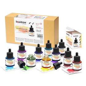 Wc35-10 Liquidraw Watercolor Drawing Ink - 10 X 1.18 Fl Oz 35 Ml Bottles With D