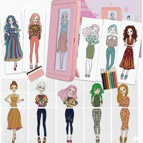 B09s9sznq8 Lisunque Pink Fashion Design Drawing Kit For Girls 15 Double-sided Rubbing