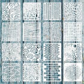 602359 Lloussak 1 Fnfdvmvga 16pcs Stencils For Painting 6 Inch X6 Small Mixed Texture Ste