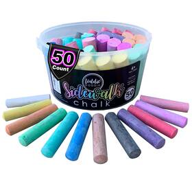 B087dyqzql Loddie Doddie 50-pc Jumbo Sidewalk Chalk Bucket - Washable Multicolor