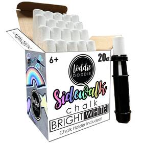 B0cnj37hsq Loddie Doddie Jumbo White Sidewalk Chalk - 20pk Non-toxic Storage Bucket
