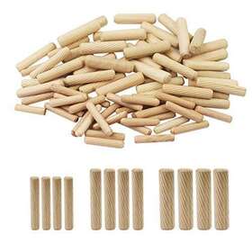 Luckkyme 823540438375 Fluted Wood Dowel Pins 400pcs 1/4 5/16 3/8 L Beveled Ends Tapered