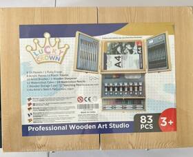 B-83-2 Lucky Crown Professional Wooden Art Studio 83 Pcs Case 2 Drawers